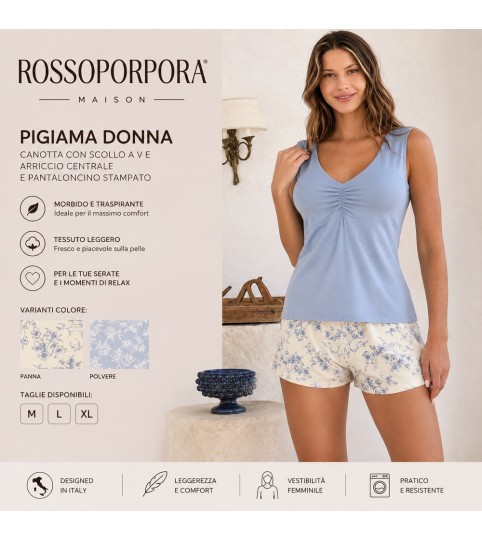 PIGIAMA DONNA P116 CANOTTA P/CORTO ROSSOPORPORA