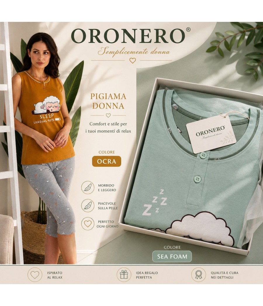 PIGIAMA DONNA OD596 S/LARGA PINOCCHIETTO ORONERO