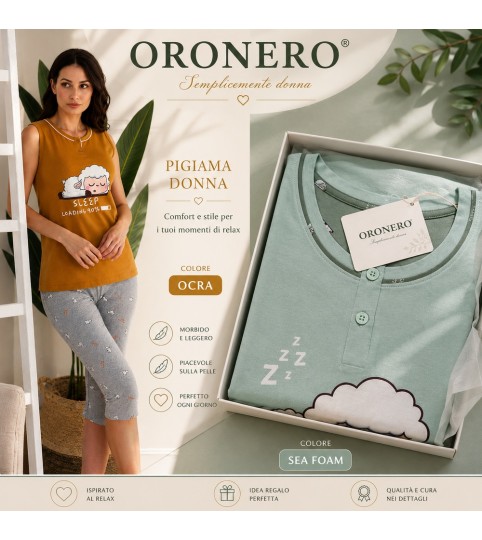 PIGIAMA DONNA OD596 S/LARGA PINOCCHIETTO ORONERO
