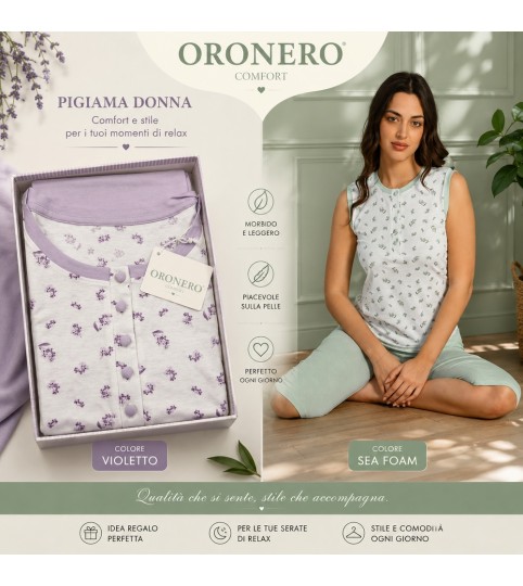 PIGIAMA DONNA OD669 S/LARGA PINOCCHIETTO ORONERO