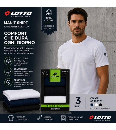 MAGLIA UOMO 466000 CONF 3PZ. G/COLLO COT/100% LOTTO