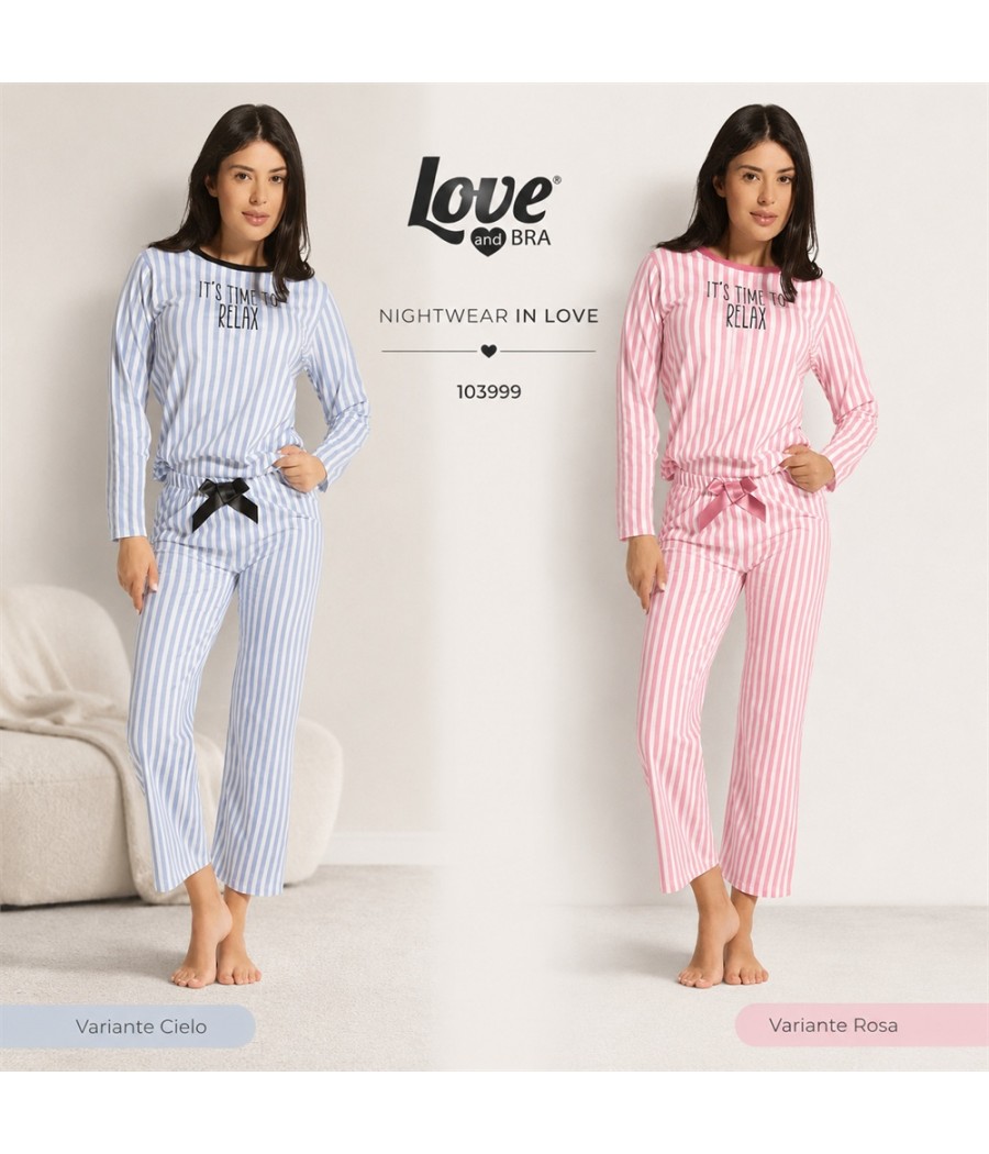 PIGIAMA DONNA 103999 G/COLLO M/LUNGA COTONE LOVE