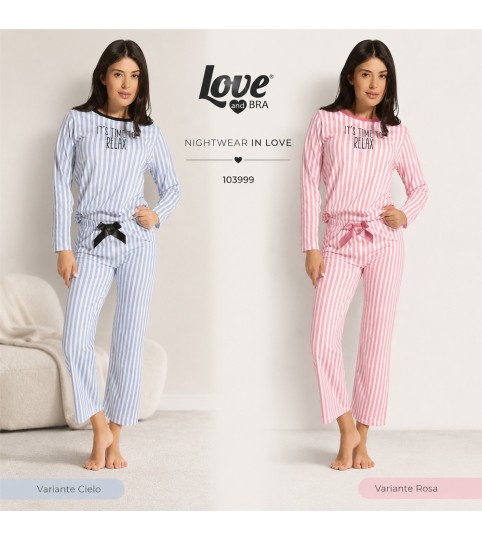 PIGIAMA DONNA 103999 G/COLLO M/LUNGA COTONE LOVE