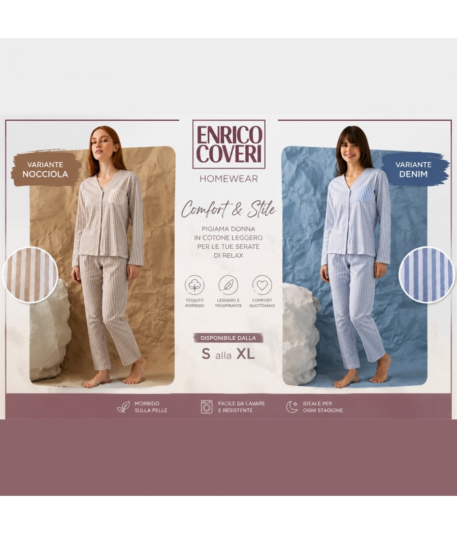 PIGIAMA DONNA EP5353 APERTO COTONE COVERI