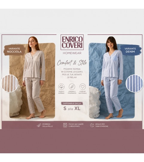 PIGIAMA DONNA EP5353 APERTO COTONE COVERI