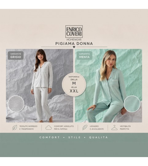 PIGIAMA DONNA EP5374 APERTO COTONE COVERI