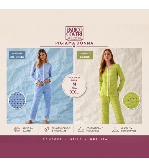 PIGIAMA DONNA EP5381 APERTO COTONE COVERI