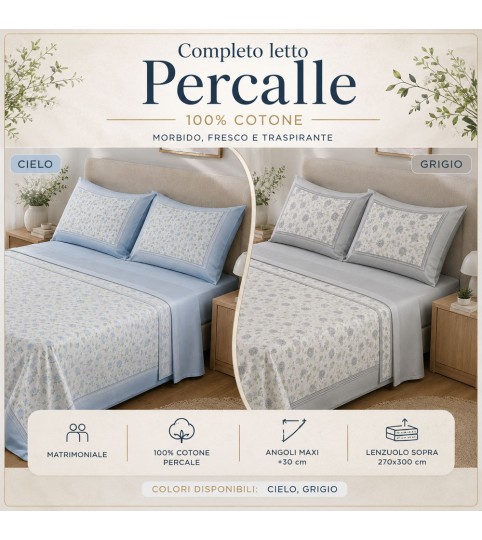 COMPLETO LENZUOLA 2 POSTI 2130 I SOHNI COT100% 270X300 SOTTO 30CM