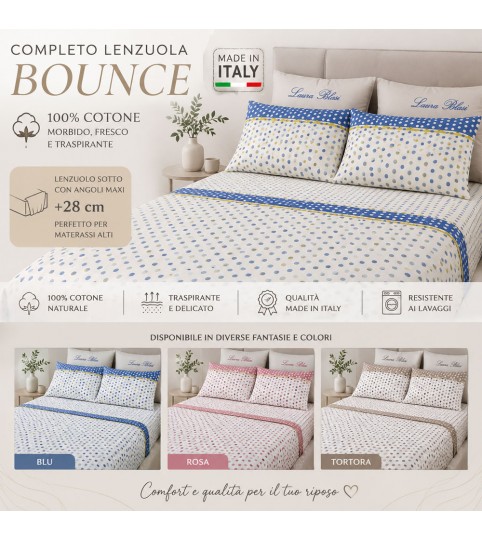 COMPLETO LENZUOLA 2 POSTI BOUNCE COT/100% L.B.