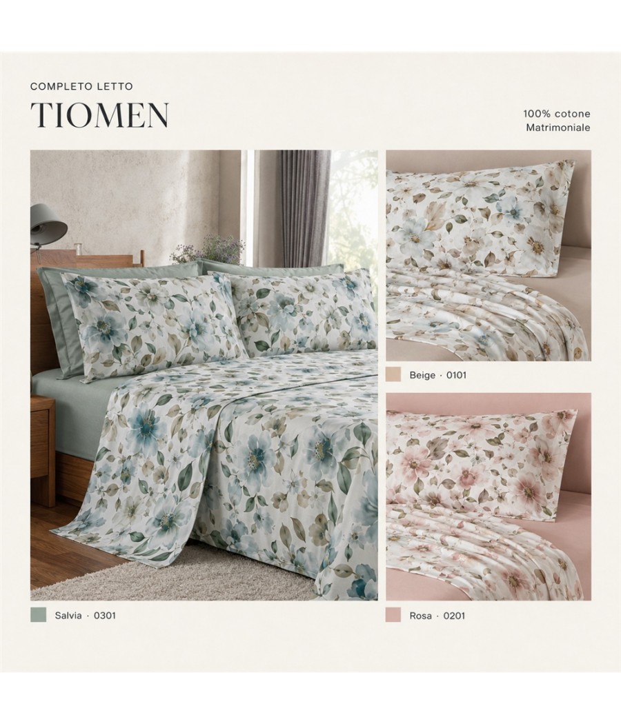 COMPLETO LENZUOLA 2 POSTI TIOMEN COT/100% L.O.