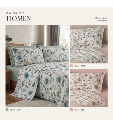 COMPLETO LENZUOLA 2 POSTI TIOMEN COT/100% L.O.