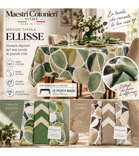 SERVIZIO TAVOLA X12  ELLISSE COT/100% MAESTRI COTONIERI