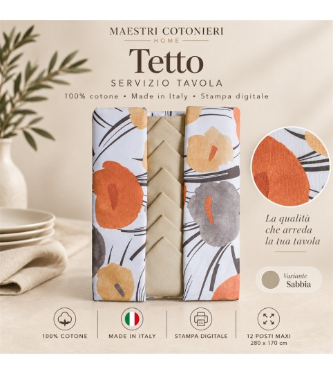 SERVIZIO TAVOLA X12  TETTO COT/100% MAESTRI COTONIERI