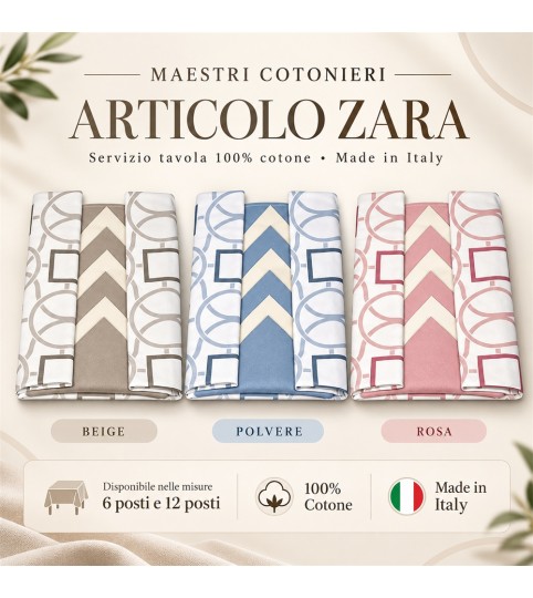 SERVIZIO TAVOLA X12  ZARA COT/100% MAESTRI COTONIERI
