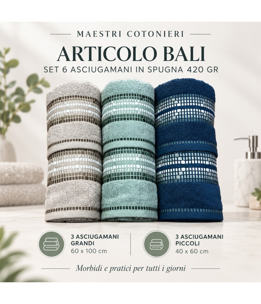ASCIUGAMANI 3+3 BALI SPUGNA...