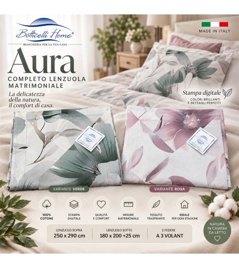 COMPLETO LENZUOLA 2 POSTI AURA ST/DIGITALE COT/100% BOTTICELLI