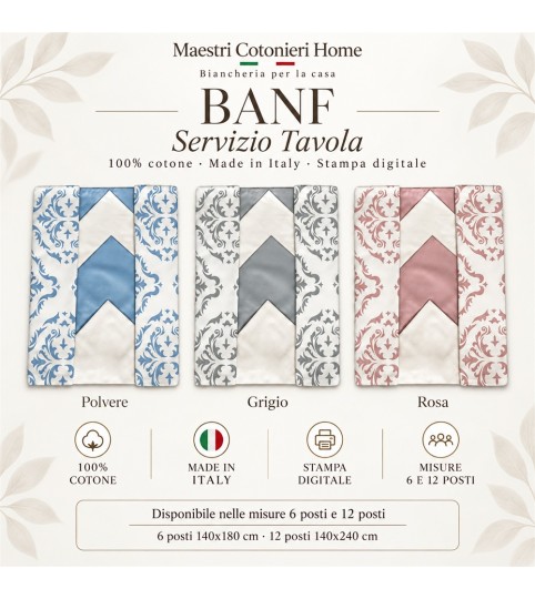 SERVIZIO TAVOLA X12  BANF COT/100% MAESTRI COTONIERI