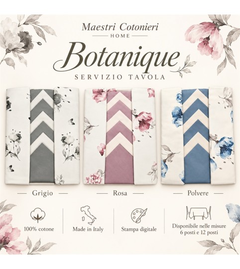 SERVIZIO TAVOLA X12 BOTANIQUE COT/100% MAESTRI COTONIERI