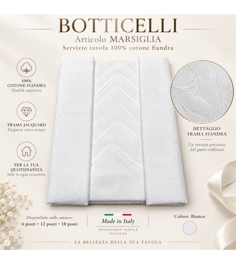 SERVIZIO TAVOLA X12 MARSIGLIA DAMASCO COTONE BOTTICELLI