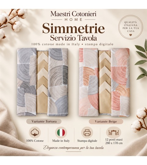 SERVIZIO TAVOLA X12 SIMMETRIE COT/100% MAESTRI COTONIERI