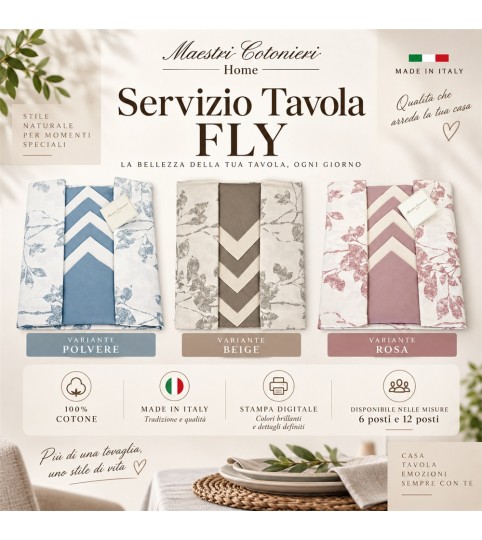 SERVIZIO TAVOLA X6 FLY COT/100% MAESTRI COTONIERI