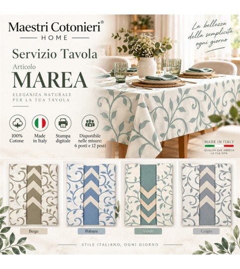 SERVIZIO TAVOLA X6 MAREA COT/100% MAESTRI COTONIERI