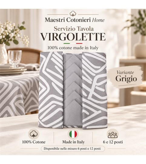 SERVIZIO TAVOLA X6 VIRGOLETTE COT/100% MAESTRI COTONIERI