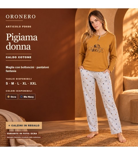 PIGIAMA DONNA OD686 SERAFINO INTERLOCK ORONERO