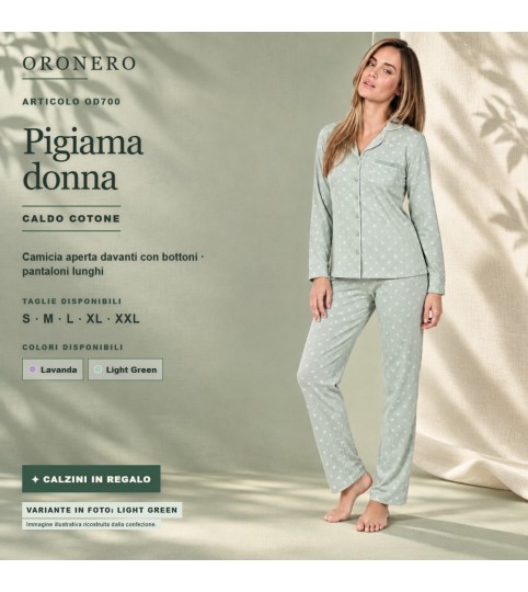 PIGIAMA DONNA OD700 APERTO INTERLOCK ORONERO