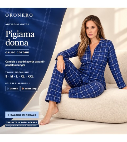PIGIAMA DONNA OD701 APERTO INTERLOCK ORONERO