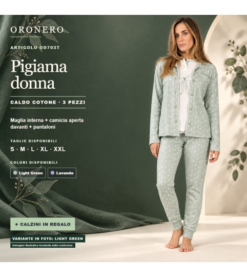 PIGIAMA DONNA OD703T A 3PZ INTERLOCK ORONERO