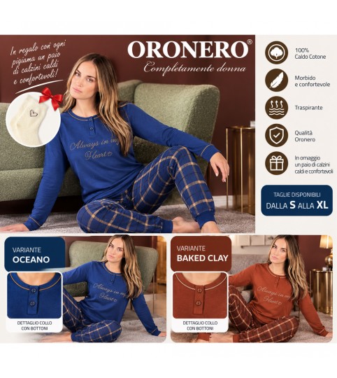 PIGIAMA DONNA OD688 SERAFINO INTERLOCK ORONERO