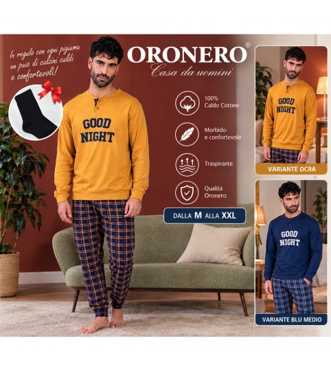 PIGIAMA UOMO OU740 SERAFINO INTERLOCK ORONERO