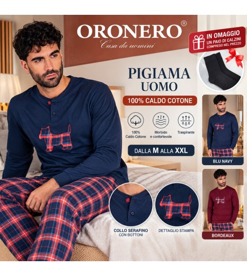 PIGIAMA UOMO OU749 SERAFINO INTERLOCK ORONERO