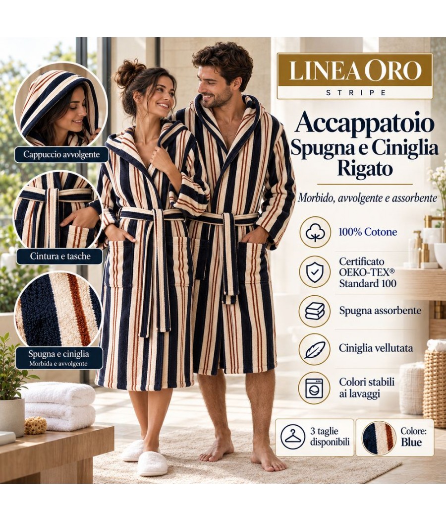 ACCAPPATOIO STRIPE CIMATO C/CAPPUCCIO L.O
