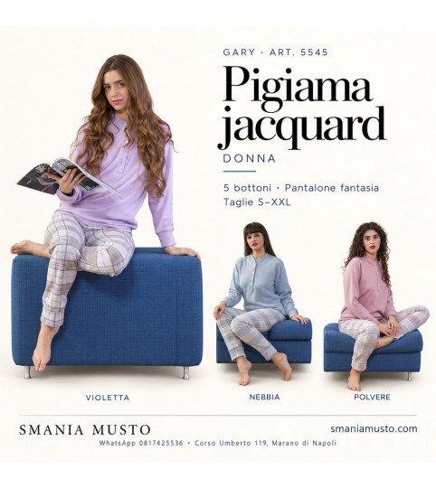 Pigiama donna Gary 5545 jacquard con 5 bottoni