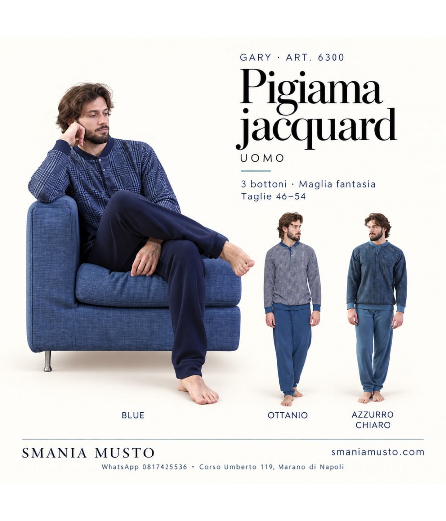 Pigiama uomo Gary 6300 jacquard con 3 bottoni