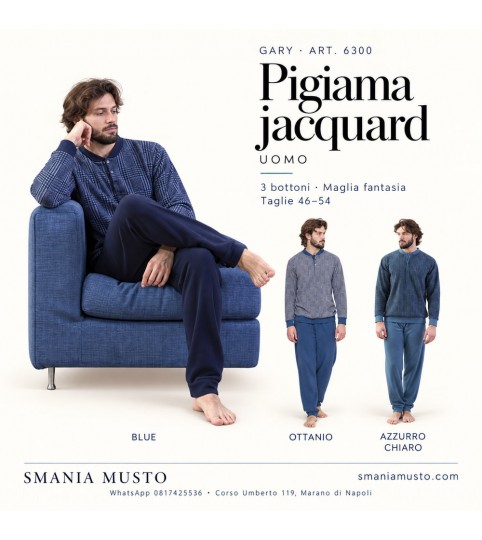 Pigiama uomo Gary 6300 jacquard con 3 bottoni