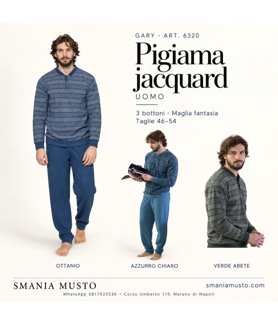 Pigiama uomo Gary 6320 jacquard con 3 bottoni - varianti colore