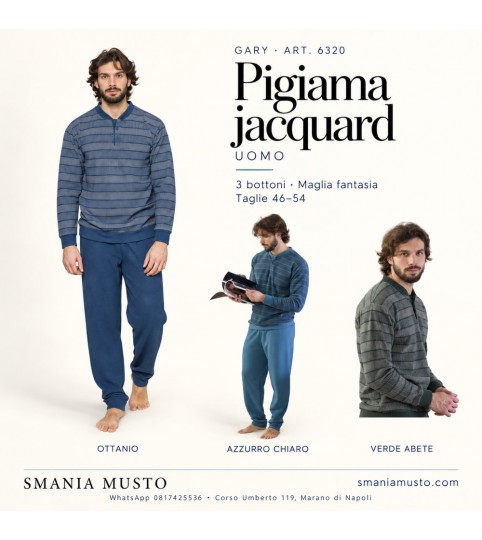 Pigiama uomo Gary 6320 jacquard con 3 bottoni