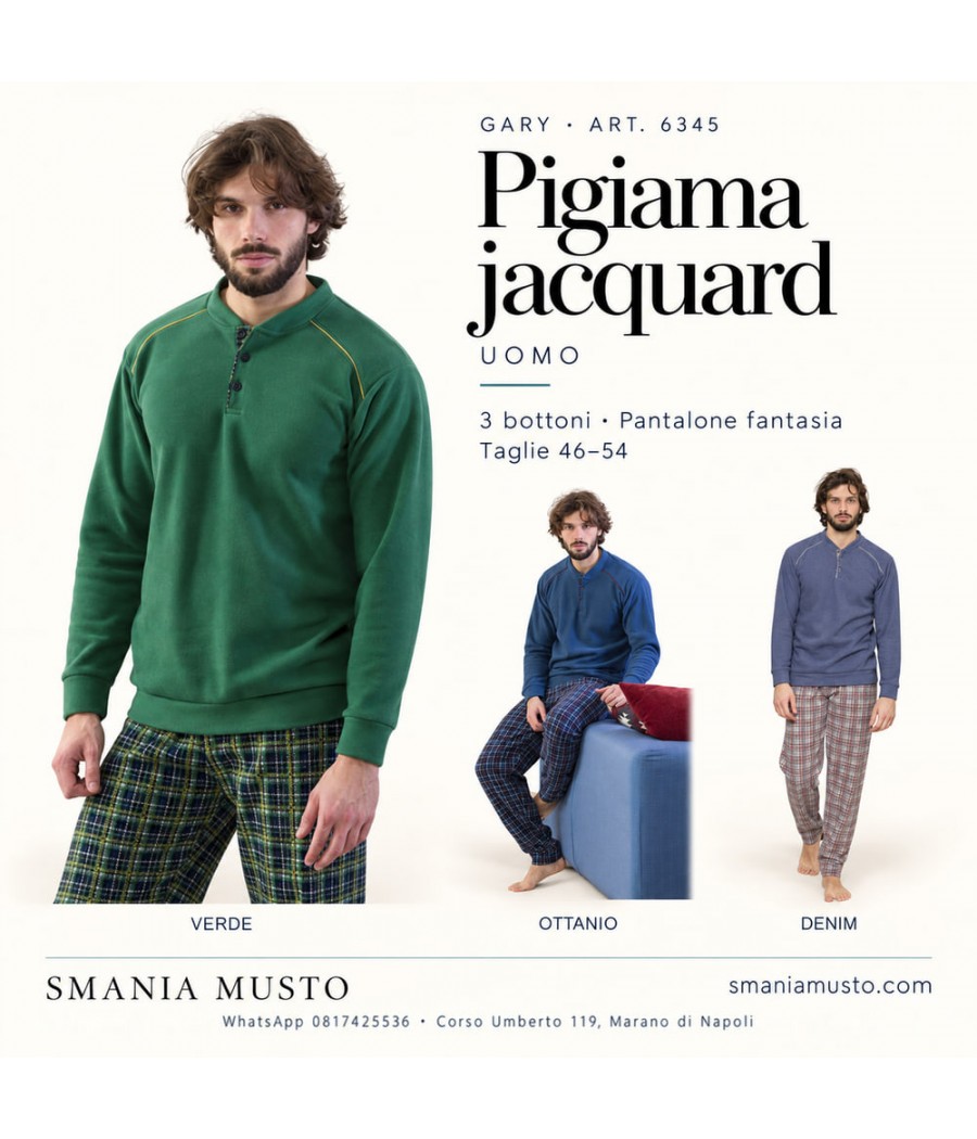 Pigiama uomo Gary 6345 jacquard con 3 bottoni