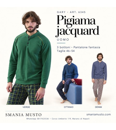 Pigiama uomo Gary 6345 jacquard con 3 bottoni