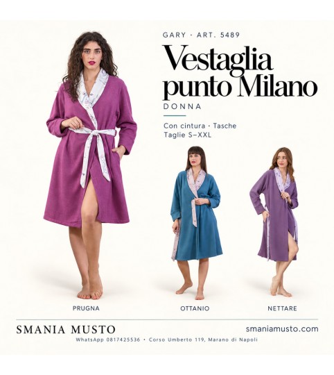 Vestaglia donna Gary 5489 in punto Milano con cintura