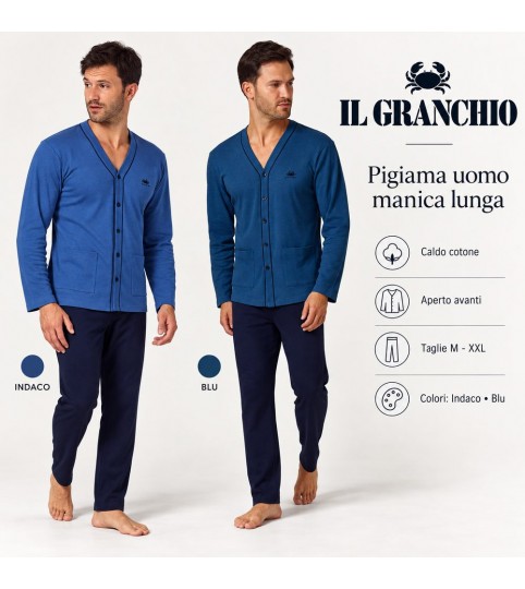 PIGIAMA UOMO GP2093/A  APERTO INTERLOCK GRANCHIO