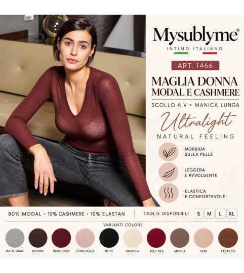 MAGLIA DONNA 1466 SCOLLO A V CASHMERE MY SUBLIME