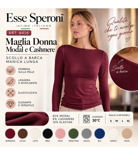 MAGLIA DONNA 6416 SCOLLO A BARCA CASHMERE MY SUBLIME