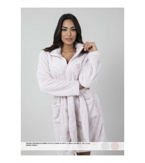 VESTAGLIA DONNA VE0359  ZIP CORAL FLUFFY