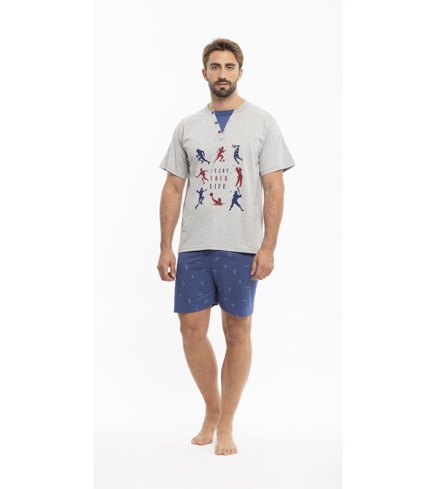 PIGIAMA UOMO P65055 MEZZA MANICA P/CORTO COTONE