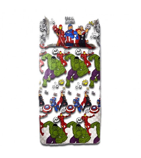 COMPLETO LENZUOLA 1 POSTO AVENGERS COTONE TURCHIA
